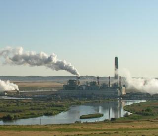 Coal-fired power plant by day