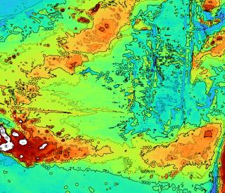 A figure showing the Earth relief around the Galapagos islands, which shows the effects of the mantle plume. (Wikimedia Commons)