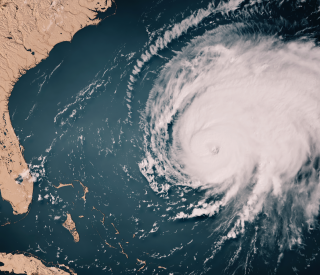 3D Render of Category 4 Major Hurricane Fiona east of Florida. Getty Images.