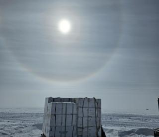 The collected boxes of ice cores.