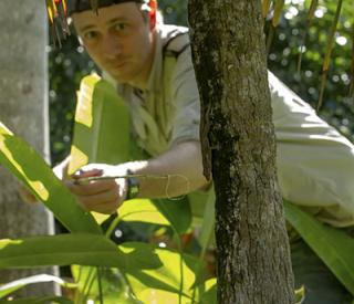 James Stroud lassos a lizard.