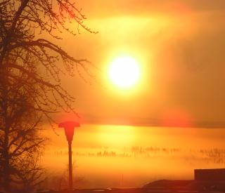 Ice fog over Fairbanks as seen from the University of Alaska Fairbanks. (Debbie Dean)